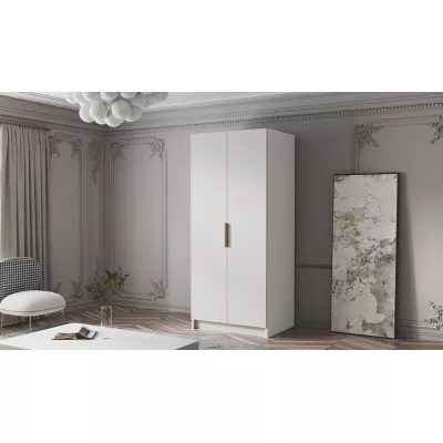 Kleiderschrank 100 cm LUNES 1 - weiß / goldener Griff