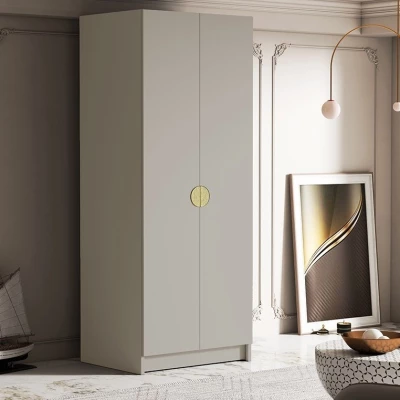 Kleiderschrank 100 cm NOIRA - Kaschmir / goldene Griffe