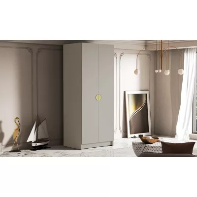 Kleiderschrank 100 cm NOIRA - Kaschmir / goldene Griffe