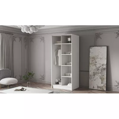 Kleiderschrank 100 cm LUNES 1 - weiß / schwarzer Griff