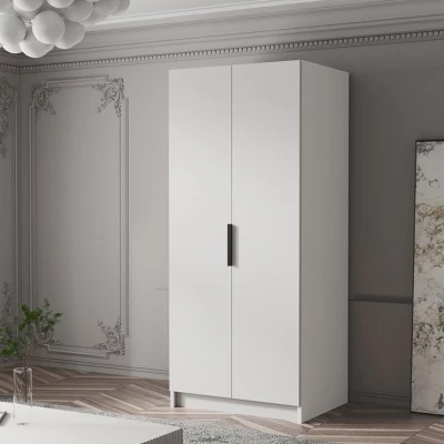 Kleiderschrank 100 cm LUNES 1 - weiß / schwarzer Griff