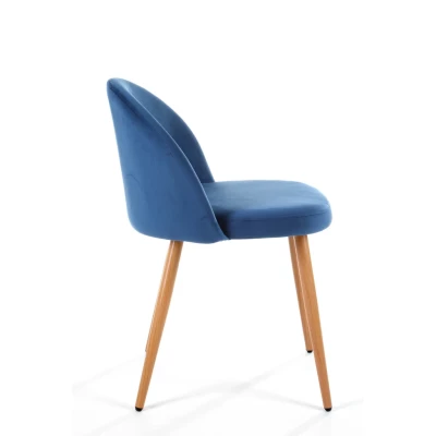 4er-Set Esszimmerstühle SAHURA – Dunkelblau/Buche