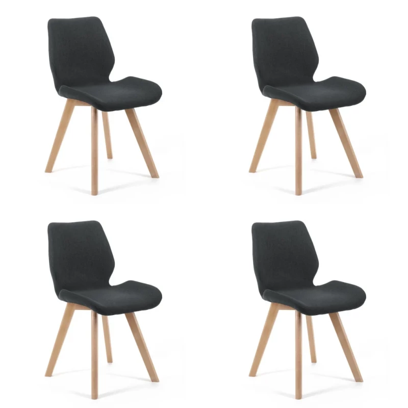 4er-Set Esszimmerstühle KIMTE – schwarz/Buche