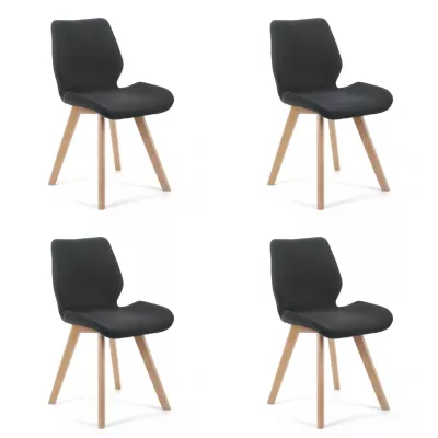 4er-Set Esszimmerstühle KIMTE – schwarz/Buche
