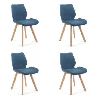 4er-Set Esszimmerstühle KIMTE - blau/Buche
