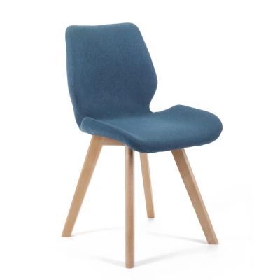 4er-Set Esszimmerstühle KIMTE - blau/Buche
