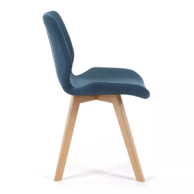 4er-Set Esszimmerstühle KIMTE - blau/Buche