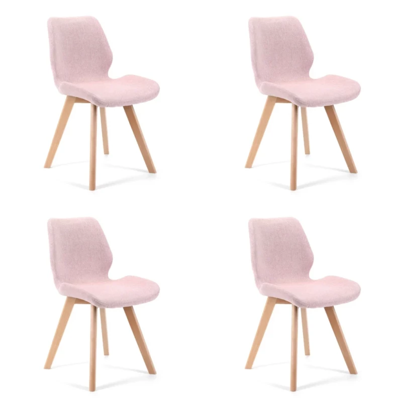 4er-Set Esszimmerstühle KIMTE – rosa/Buche