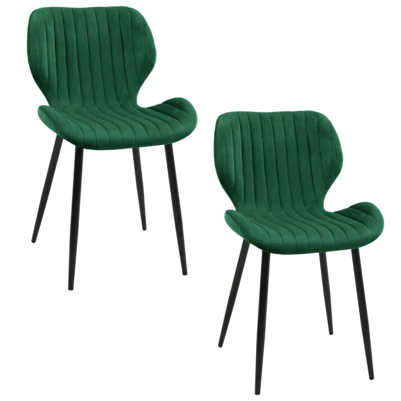 Set aus 2 gepolsterten Esszimmerstühlen BERGA - Flaschengrün/Schwarz