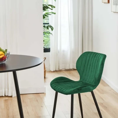 Set aus 2 gepolsterten Esszimmerstühlen BERGA - Flaschengrün/Schwarz