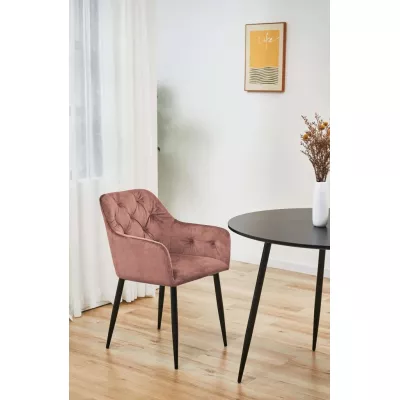 Set aus 2 gepolsterten Esszimmerstühlen ZIBURA – Antikrosa/Schwarz