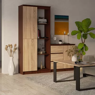 VALESTRA Regalsystem mit Türen – Wenge/Sonoma-Eiche