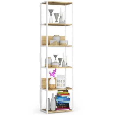 Metallregal 50 cm TOMIRAN - weiß / Artisan Eiche