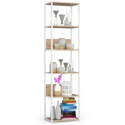Metallregal 50 cm TOMIRAN - weiß / Sonoma Eiche