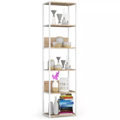 Metallregal 50 cm TOMIRAN - weiß / Sonoma Eiche