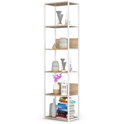 Metallregal 50 cm TOMIRAN - weiß / Sonoma Eiche
