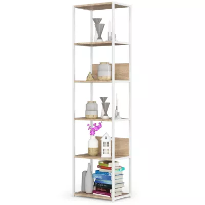 Metallregal 50 cm TOMIRAN - weiß / Sonoma Eiche