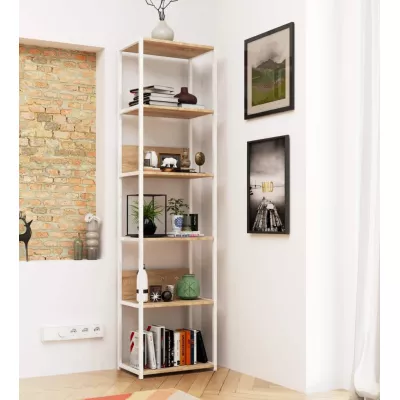 Metallregal 50 cm TOMIRAN - weiß / Sonoma Eiche