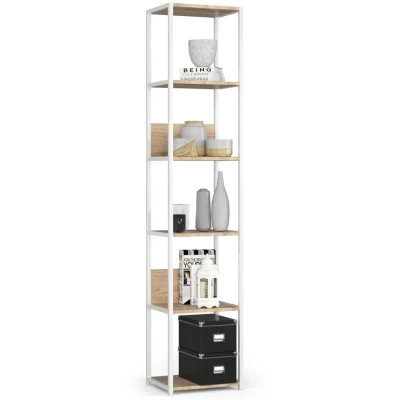 Metallregal 40 cm TOMIRAN - weiß / Sonoma Eiche