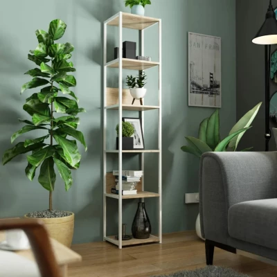 Metallregal 40 cm TOMIRAN - weiß / Sonoma Eiche