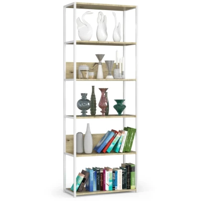 Metallregal 70 cm TOMIRAN - weiß / Artisan Eiche