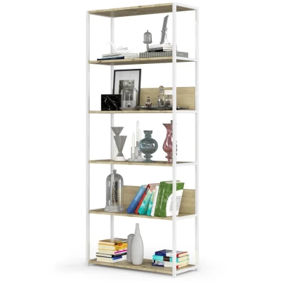 Metallregal 80 cm TOMIRAN - weiß / Artisan Eiche