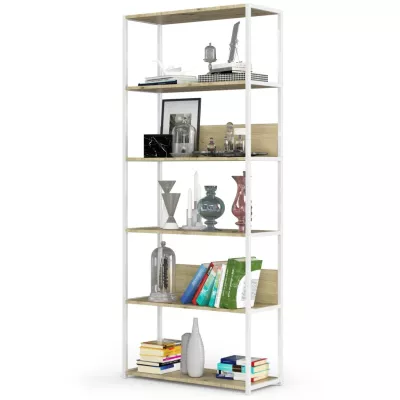 Metallregal 80 cm TOMIRAN - weiß / Artisan Eiche
