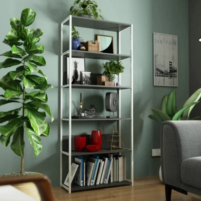 Metallregal 80 cm TOMIRAN - weiß/grau