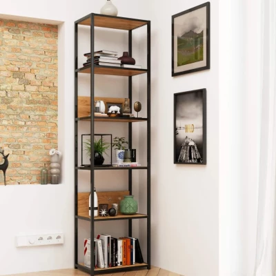 Metallregal 50 cm DERIVAL - schwarz / Craft Eiche
