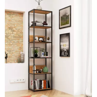 Metallregal 50 cm DERIVAL - schwarz / Craft Eiche