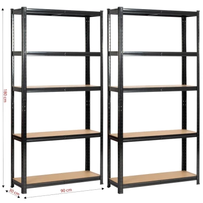 Set Metallregale für Zuhause, 90 cm, QARIAN - schwarz