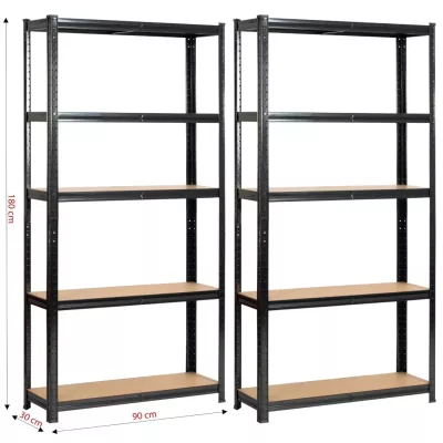 Set Metallregale für Zuhause, 90 cm, QARIAN - schwarz