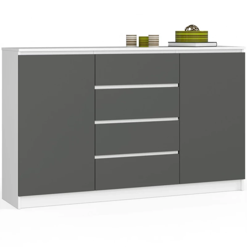 Breite, kombinierte Kommode SAVRILA – weiß/grau