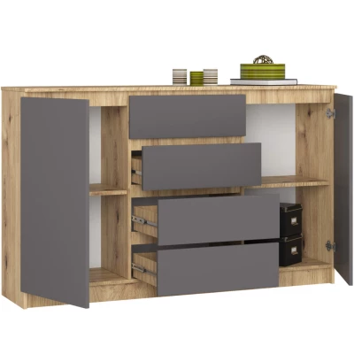 Breite, kombinierte Kommode SAVRILA – Artisan Eiche / Grau