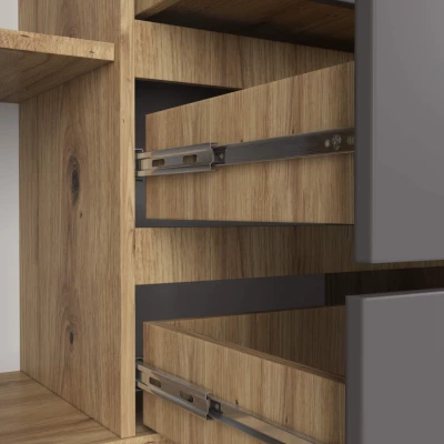 Breite, kombinierte Kommode SAVRILA – Artisan Eiche / Grau