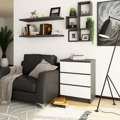 SAVRILA Kommode – grau/weiß