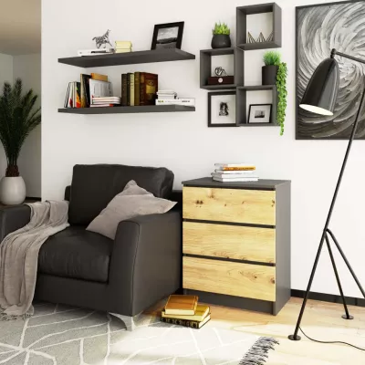 SAVRILA Kommode – Grau / Artisan Eiche