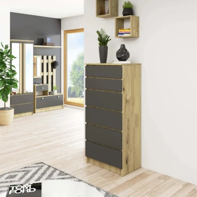 Kommode SAVRILA – Artisan Eiche / Grau