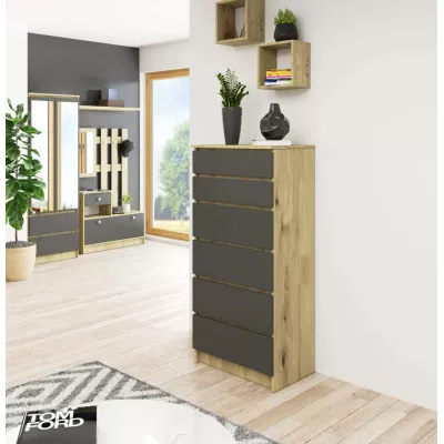 Kommode SAVRILA – Artisan Eiche / Grau