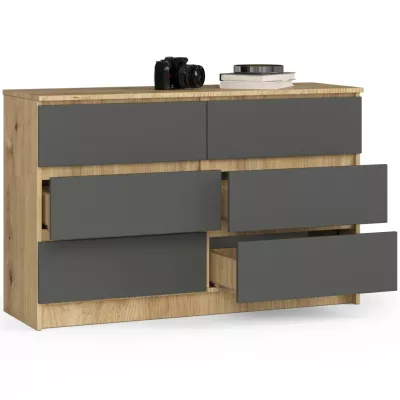 Breite Schubladenkommode SAVRILA – Artisan Eiche / Grau