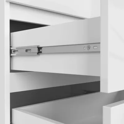 Breite Schubladenkommode SAVRILA – weiß / weiß glänzend