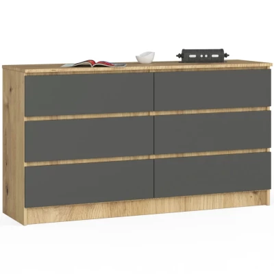 Breite Kommode mit Schubladen SAVRILA – Artisan Eiche / Grau