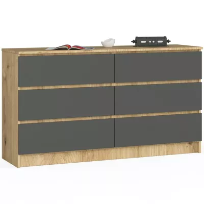 Breite Kommode mit Schubladen SAVRILA – Artisan Eiche / Grau