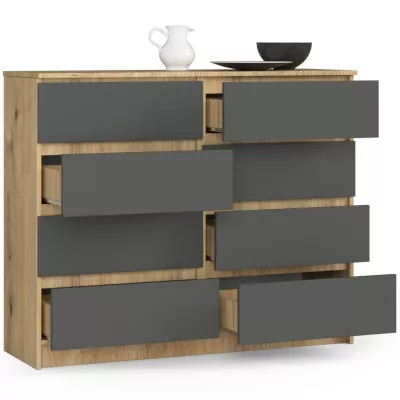 Breite Kommode SAVRILA – Artisan Eiche / Grau