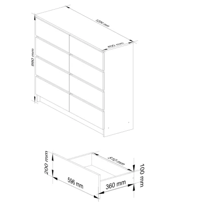 Breite Kommode SAVRILA – Artisan Eiche / Grau