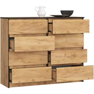 Breite Kommode mit Schubladen SAVRILA – Craft Eiche