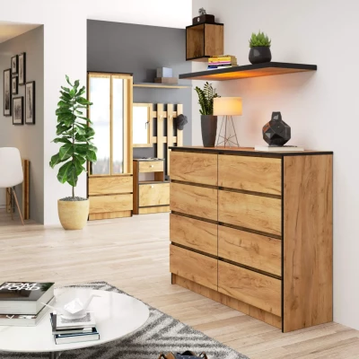Breite Kommode mit Schubladen SAVRILA – Craft Eiche