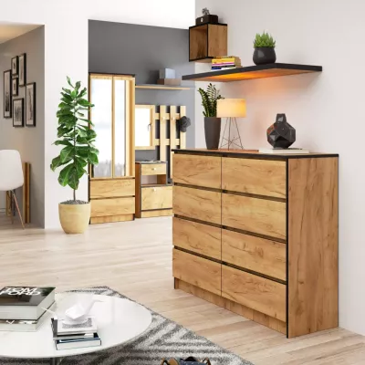 Breite Kommode mit Schubladen SAVRILA – Craft Eiche
