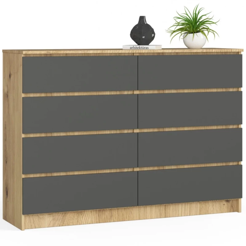 Große Kommode SAVRILA – Artisan Eiche / Grau