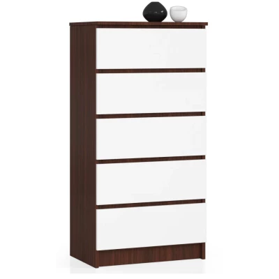 Hohe Kommode SAVRILA – Wenge/Weiß